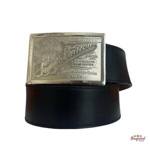 Authentic Louis Vuitton Black Leather Infini Ceinture Jeans Belt Size 100/40
